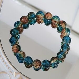 💎4/$20💎Gradient Floral Glass Blue/Yellow (10mm)